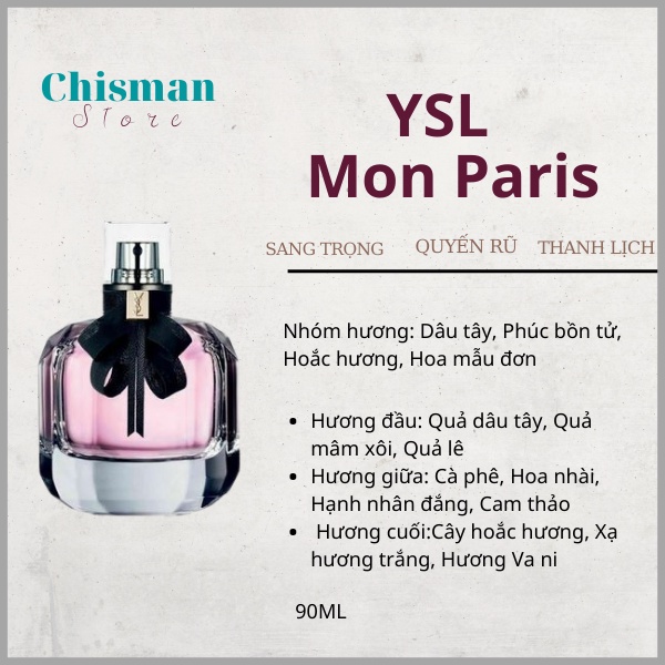 Nước hoa nữ YSL Mon Paris EDP 90ml - Dầu thơm sang chảnh nữ tính cuốn hút lưu hương bền lâu- Chisman