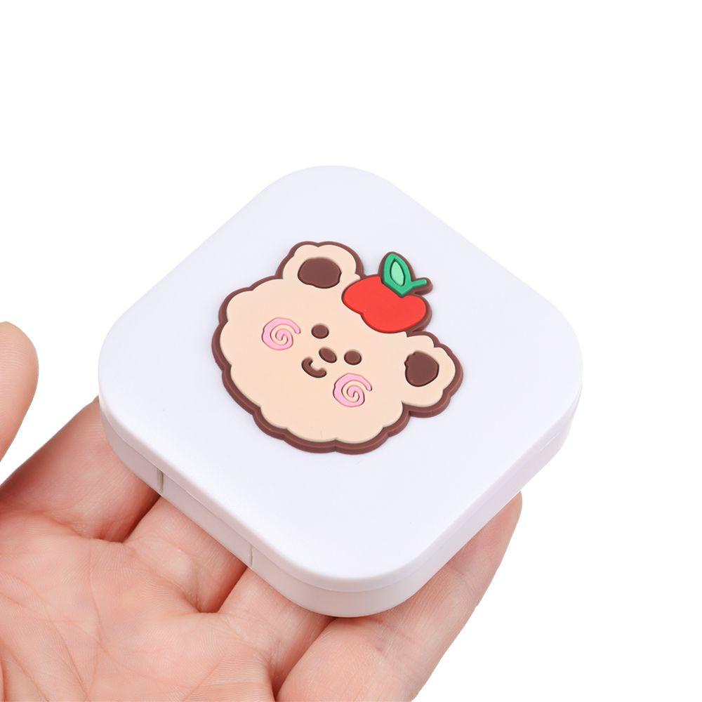 JUNE Hộp Đựng Kính Áp Tròng Màu Trơn Họa Tiết Hoạt Hình Dễ Thương