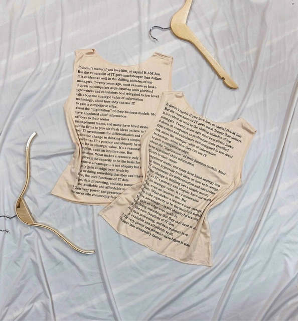 Áo ba lỗ thun nude in chữ tatoo xuyên thấu cá tính siêu hot