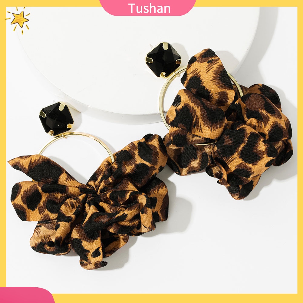 Đôi Khuyên Tai Dài Họa Tiết Da Báo Đính Đá Thời Trang Cho Nữ