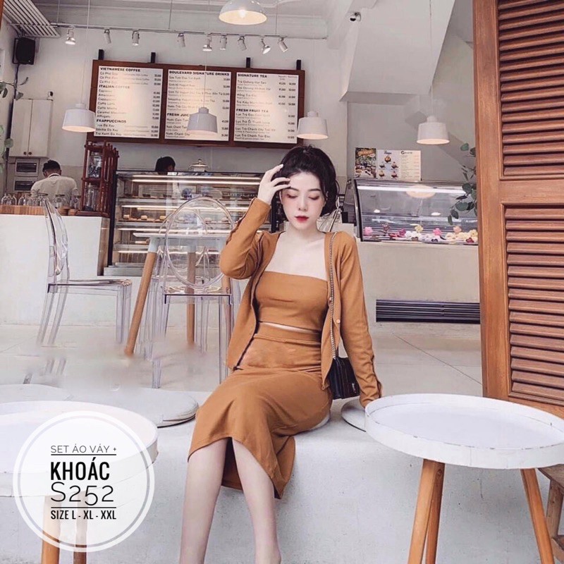 Bigsize Set áo váy + khoác S252