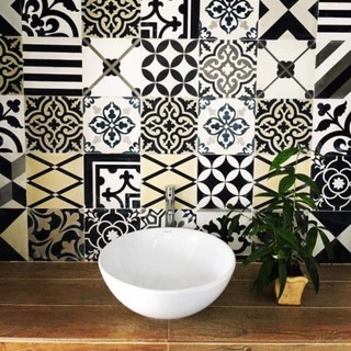 Sẵn 35 miếng Decal gạch bông bóc dán trang trí tường loại 1 kt 20x20cm