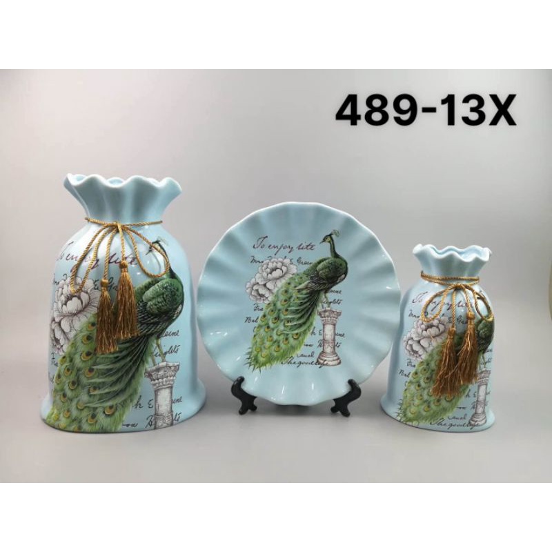 Set 3 bộ lọ và đĩa Gốm Sứ Giang Tây Cao Cấp decor trang trí ( nhiều mẫu )