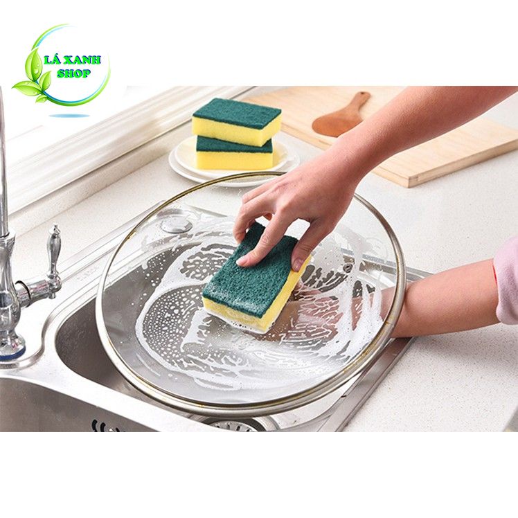 Miếng Rửa Bát Đĩa Chén Kiêm Cọ Xoong Nồi 2 In 1 (Nhiều Màu)