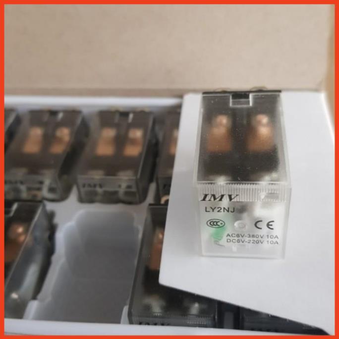 Relay kiếng LY2N-J (IMV) rơ le trung gian 8 chân dẹp lớn điện áp 12VDC, 24VDC, 220VAC chất lượng tốt