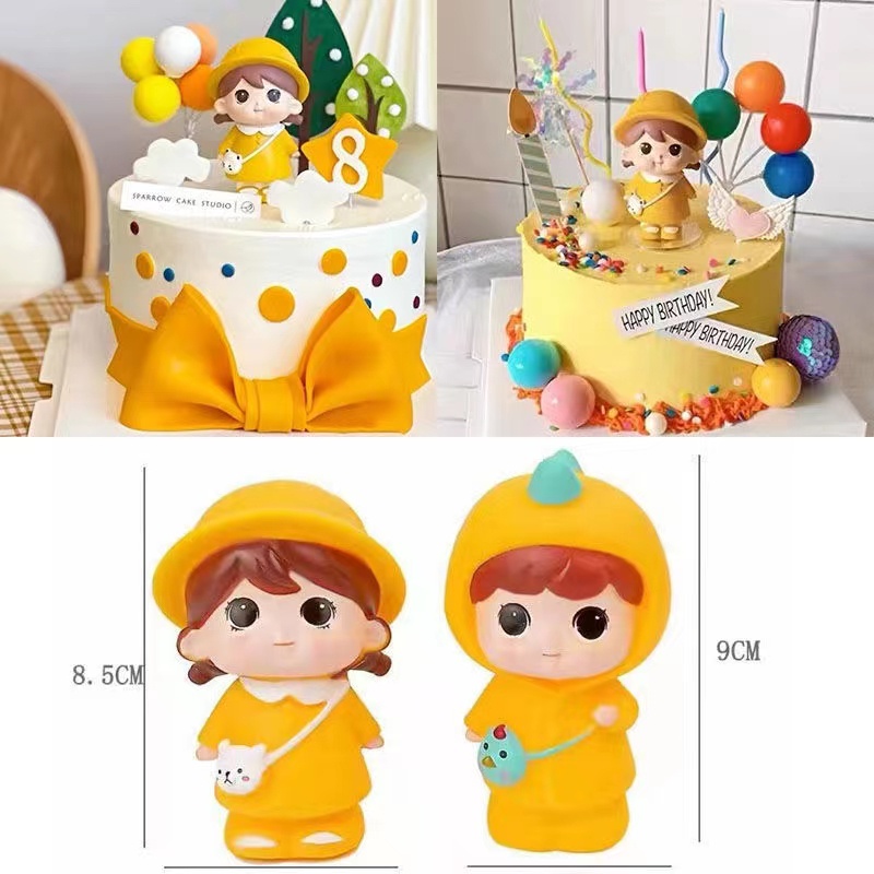 [Spot * Giao Hàng Ngay Lập Phương] Phụ Kiện Trang Trí Bánh Kem Sinh Nhật Bé Hình Công Chúa Nhỏ Đội Mũ Vàng Dễ Thương