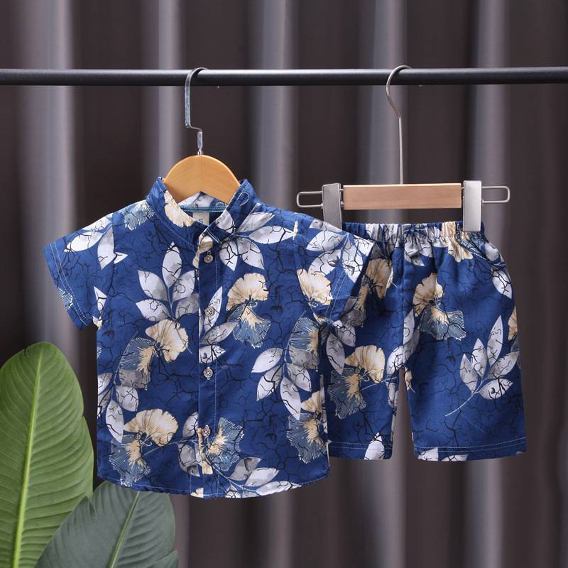Bộ áo sơ mi và quần short dành cho bé trai từ 1-6T thiết kế ngắn tay kiểu hawaii