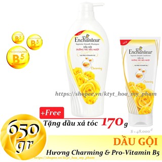 Enchanteur - Dầu gội Dưỡng Tóc siêu mượt Charming 650 gr + Tặng dầu xả 170 gr