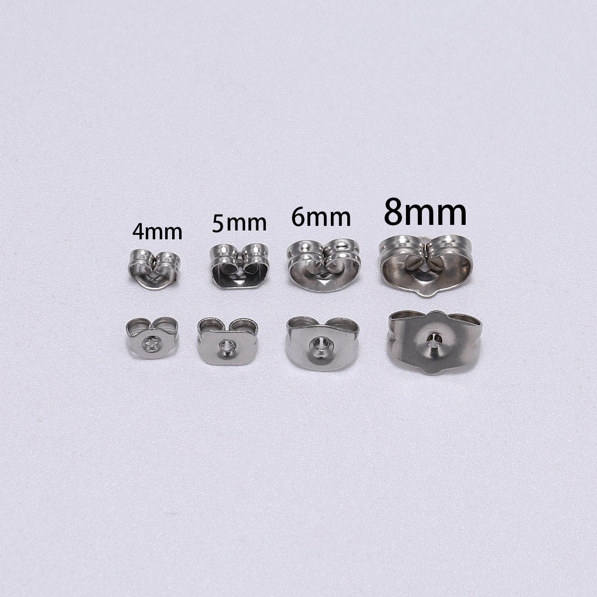 100pcs/pack 4 5  6  8mm Stainless Steel Fashion Style Butterfly Earrings Stud the Base For Jewellery Making