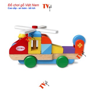 Lắp ráp máy bay trực thăng gỗ việt nam - trải nghiệm đồ chơi xếp hình khối sáng tạo