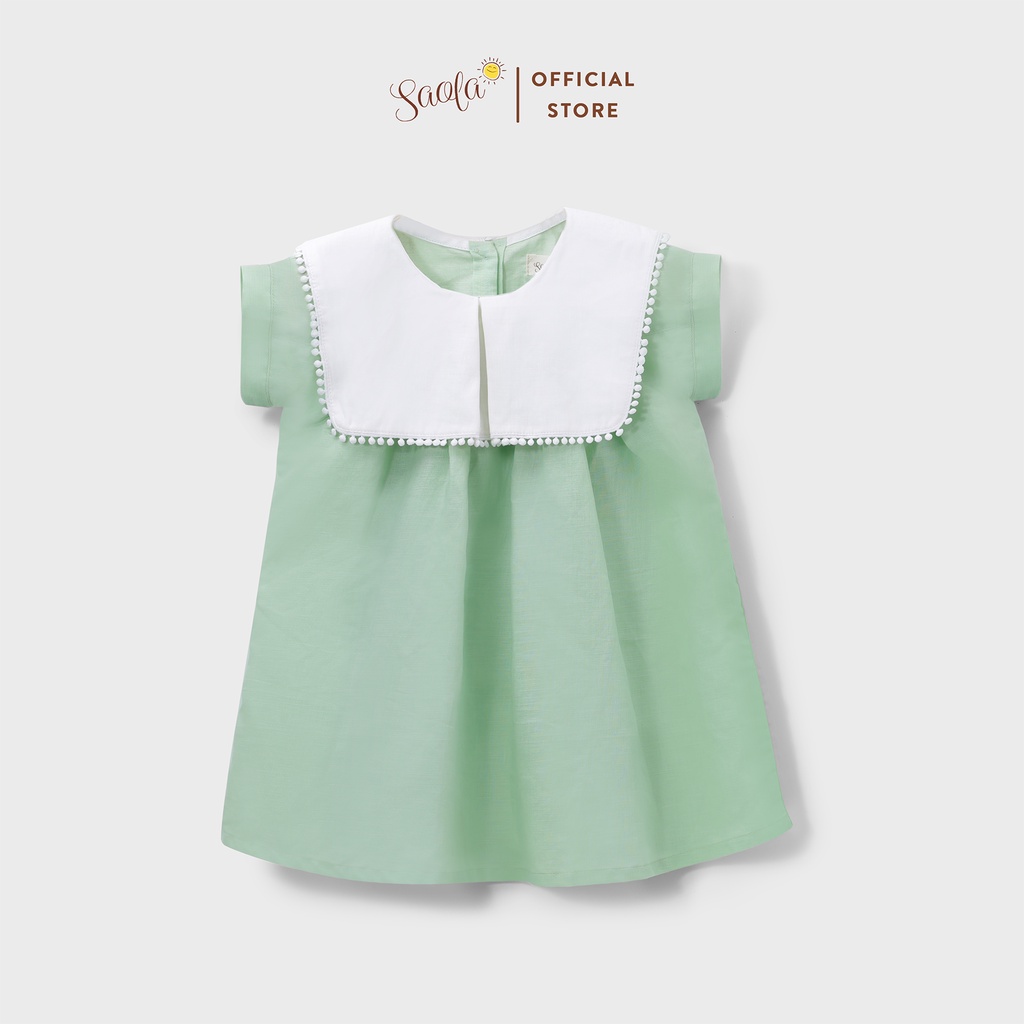 ĐầmBé Gái BabyDoll Cổ Vuông Viền Chất Liệu Linen Thoáng Mát - ALULA DRESS - DRL002 - SAOLA KIDS CLOTHING