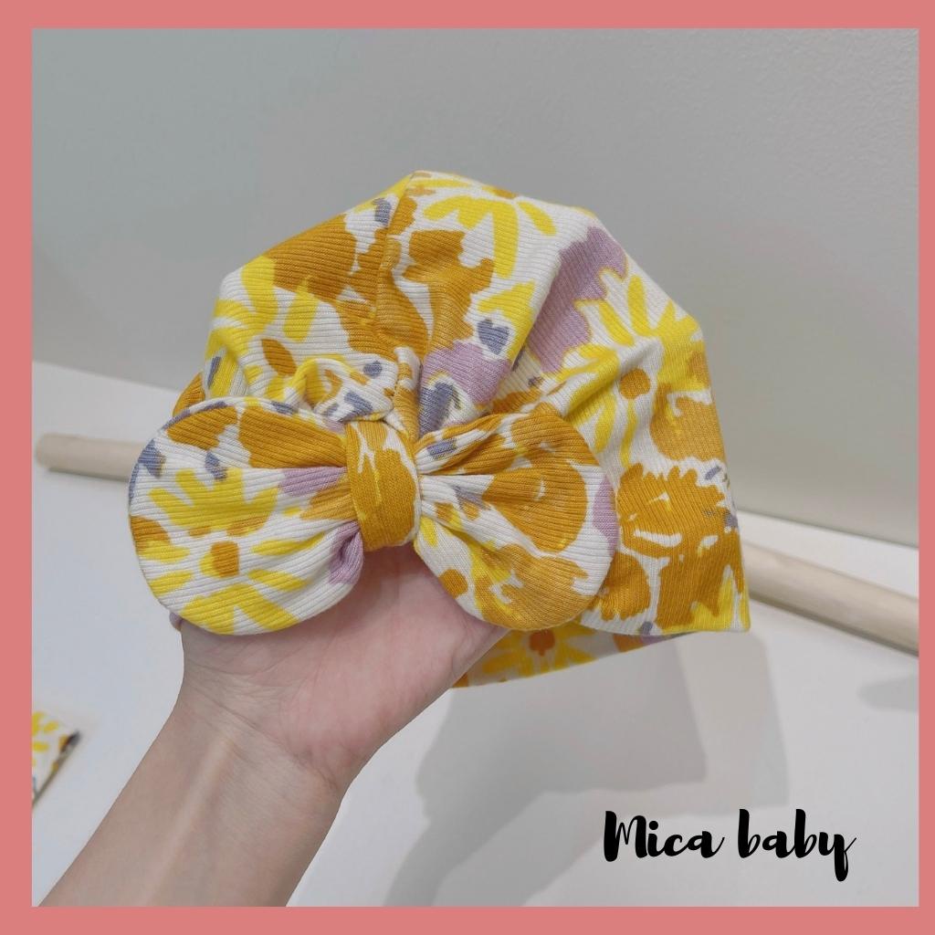 Mũ nón turban chất cotton co dãn họa tiết sắc màu xinh xắn cho bé gái MTB168 Mica baby
