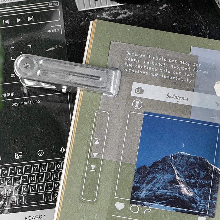 Sticker chữ tiếng Anh, lá, butterfly, mặt trăng phong cách vintage retro trang trí sổ tay bằng nhựa PET không thấm nước