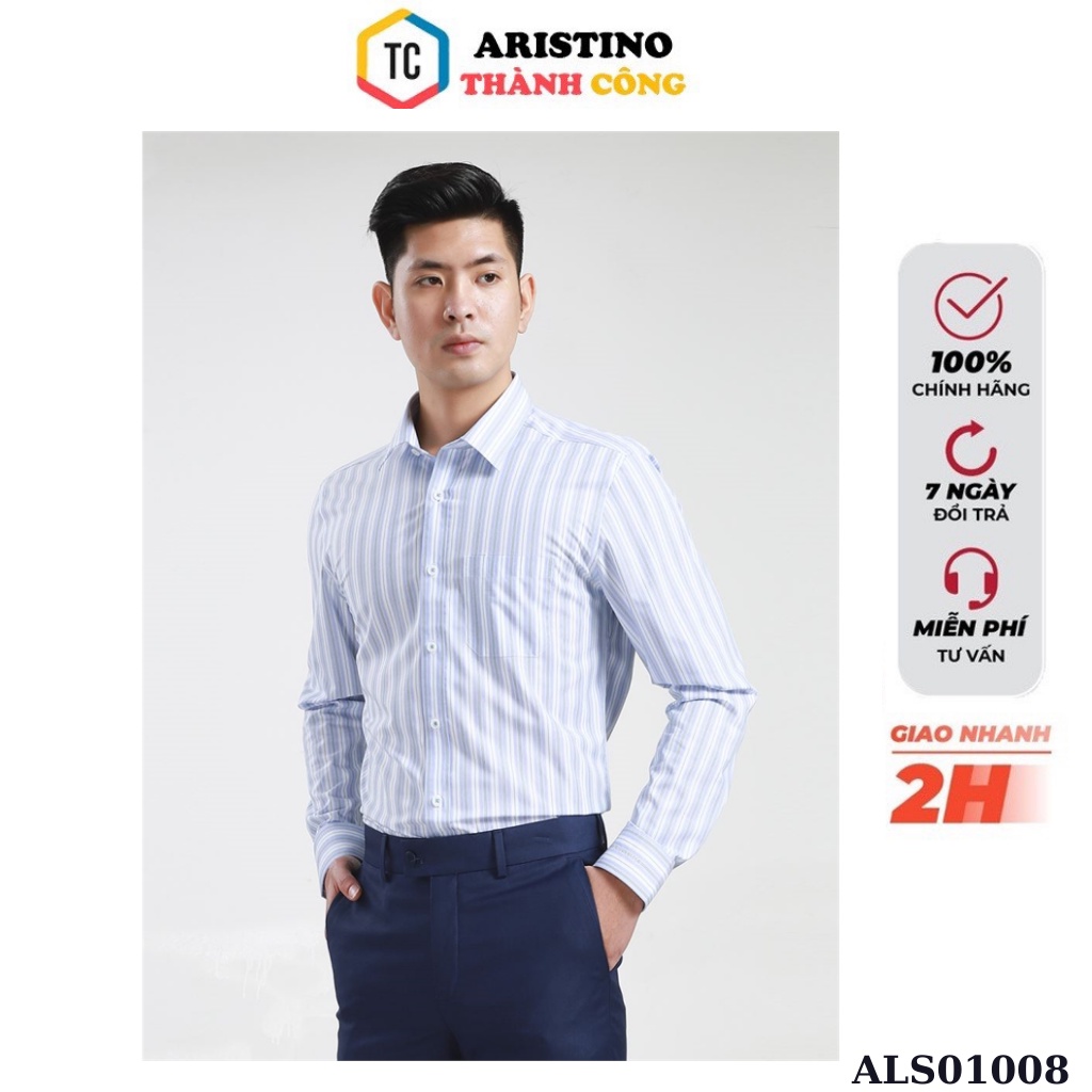 Áo sơ mi dài tay nam Aristino sợi sồi mềm mát-tà lượn- from regular ALS01008