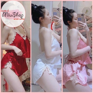 🎀🎀Đồ ngủ nữ🎀🎀Đồ ngủ nữ 2 dây cổ tim viền ren🎀🎀Đồ ngủ nữ lụa satin cao cấp 55kg