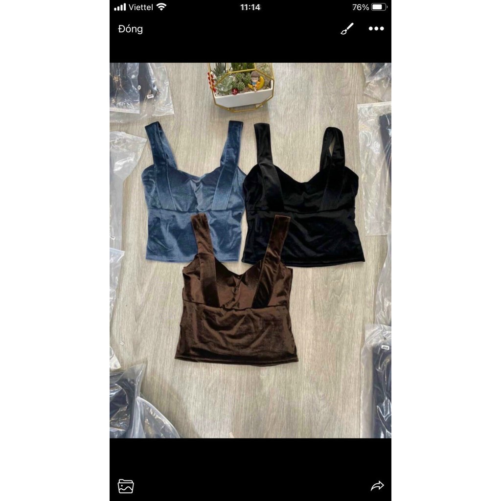 Áo Cup Nhung 2 Dây Bản To_Xưởng May Quang Anh