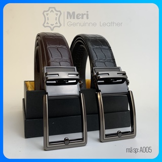 Dây thắt lưng nam da bò vân cá sấu Meri A005, dây nịt nam da thật thời trang cao cấp