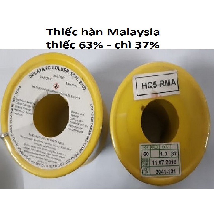 Thiếc hàn solder Sn63 nhập khẩu Malaysia cho mối hàn đẹp nhẹ lửa [ Tặng ngay thêm 5 mét khi mua từ 20 mét ]