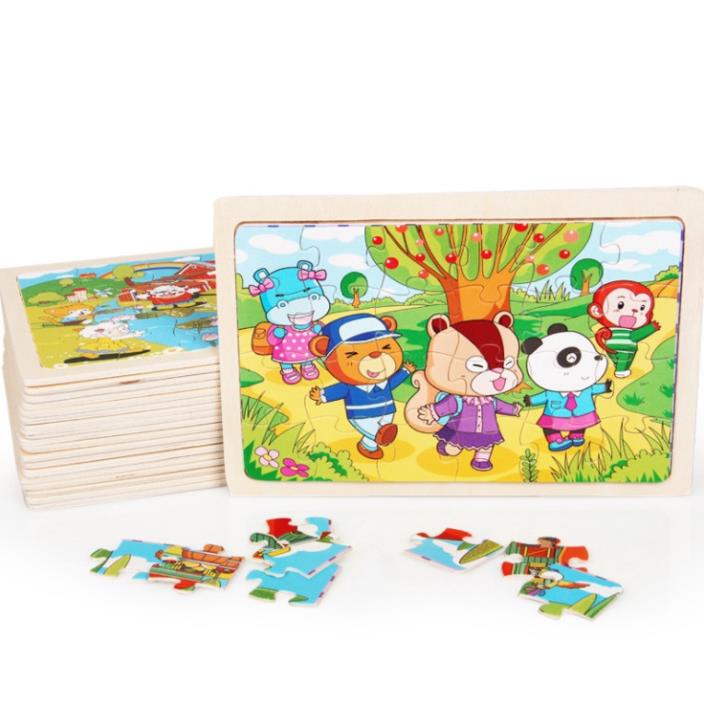 Đồ chơi gỗ BAPKIDS, Ghép tranh 24 chi tiết bằng gỗ nhiều chủ đề 15 x 22.5cm