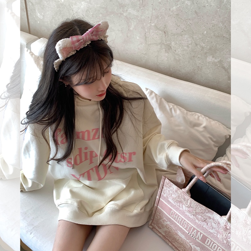 NRVP Áo Hoodie Nữ Tay Dài Dáng Rộng Thời Trang Phong Cách Hàn Quốc