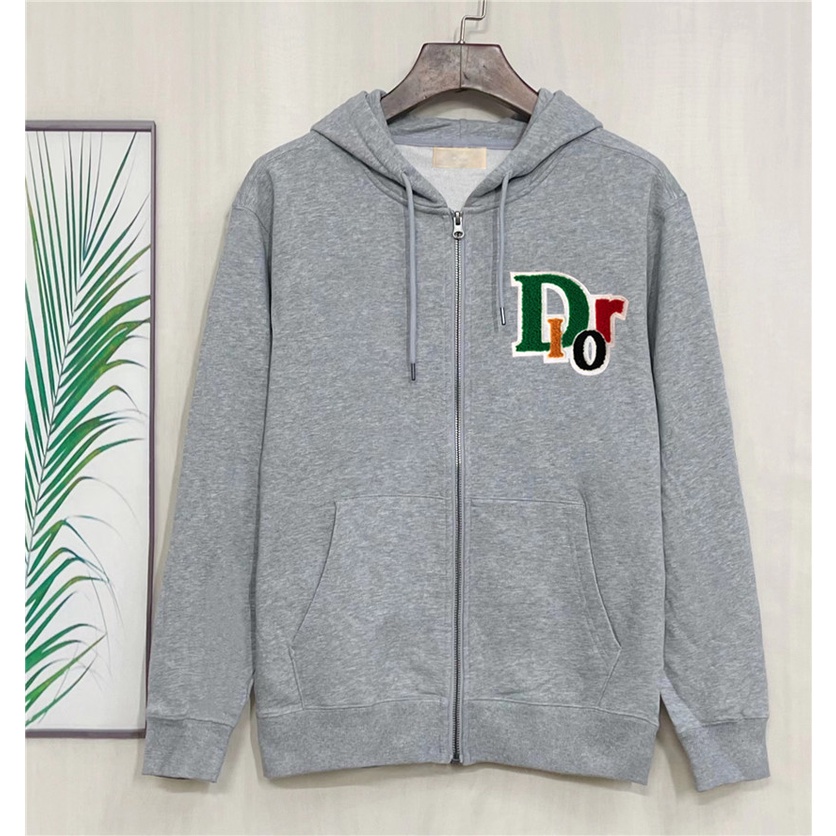Áo Khoác Hoodie cotton Có Khóa Kéo Thêu Chữ D10R 2022 Size S-4XL Thời Trang Thu Đông