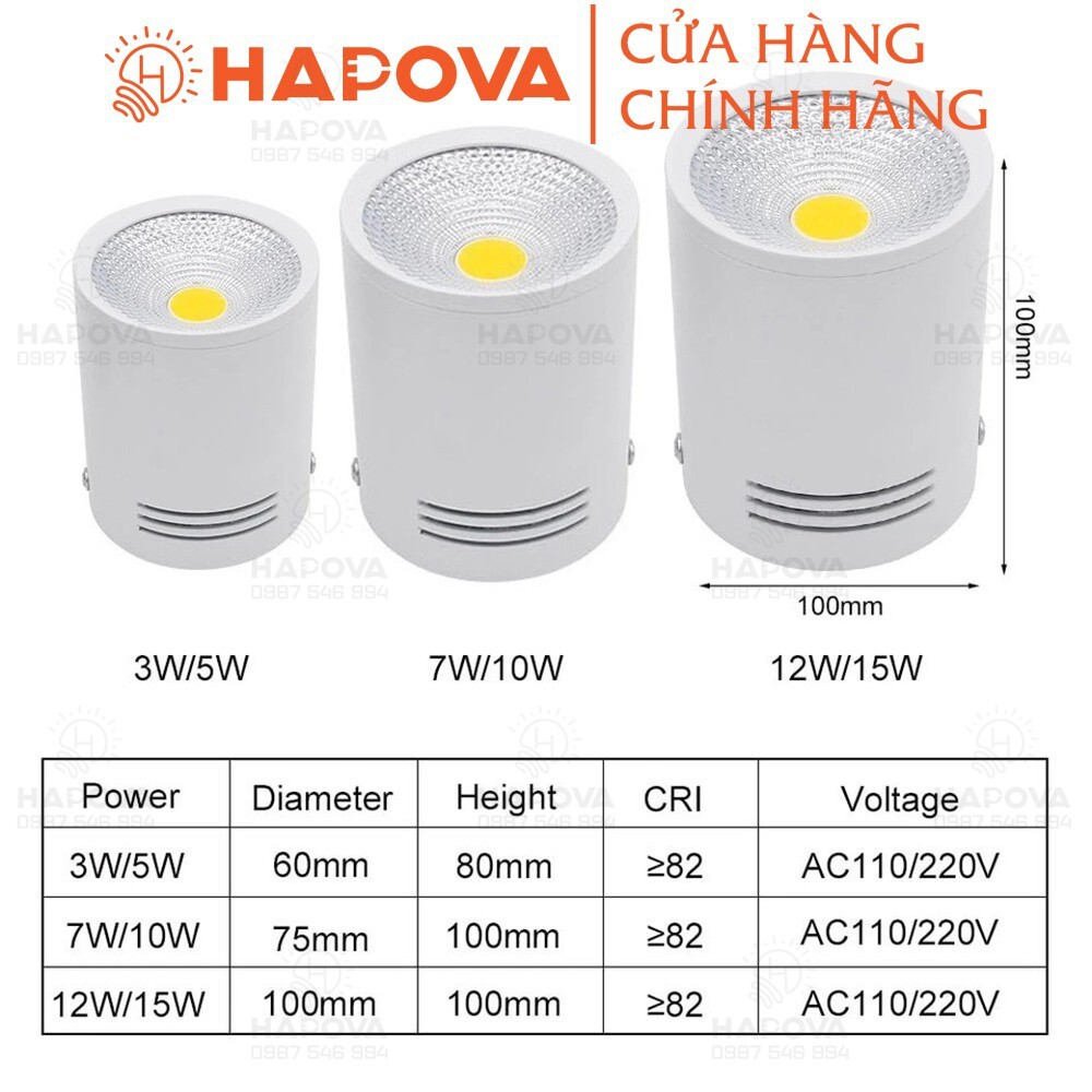 Đèn ống bơ HAPOVA MAZIN DR 0740 Kích thước 100 x100mm 3 màu Ánh sáng