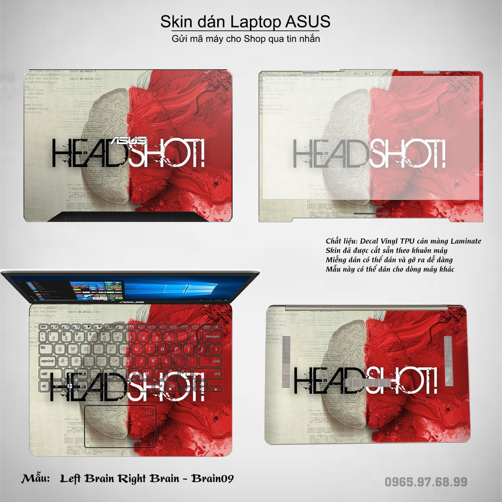 Skin dán Laptop Asus in hình Left Brain Right Brain (inbox mã máy cho Shop)