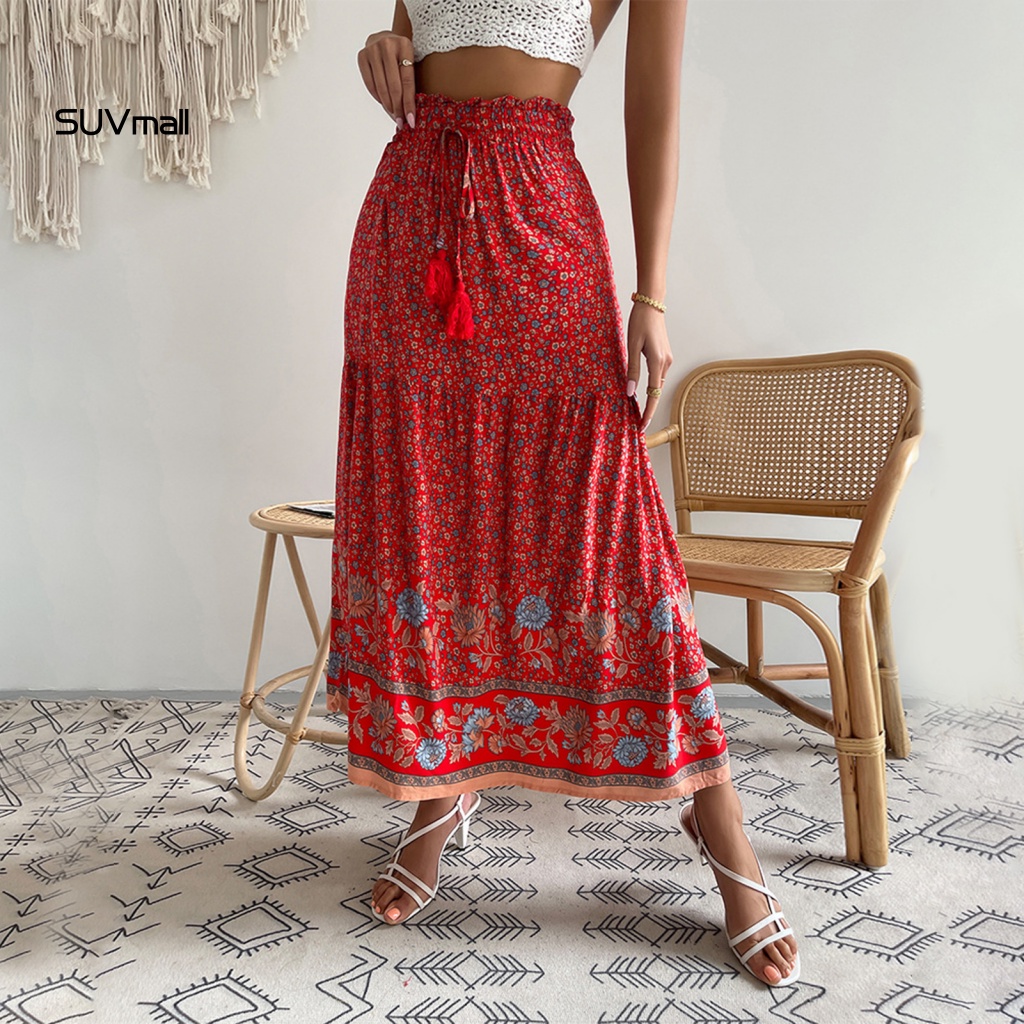 Chân Váy Dài Họa Tiết Hoa Phong Cách Boho Thời Trang Mùa Hè Thoải Mái