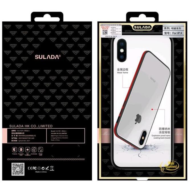 Ốp Điện Thoại Mặt Kính Cứng Viền Mềm Trong Suốt Viền Kim Loại Cho Iphone X / Xs 5.8