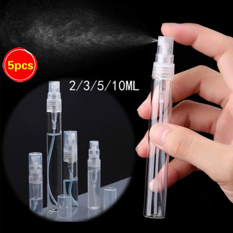 Set 5 chai thủy tinh rỗng dùng chiết mỹ phẩm thuận tiện khi đi du lịch dung tích 2/3/5/10ml tùy chọn