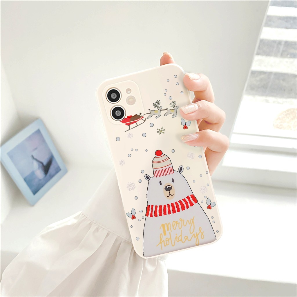Ốp lưng iphone Noel tuần lộc viền vuông chống sốc ip 13promax 6 7 8 plus x xsmax 11 12promax e141