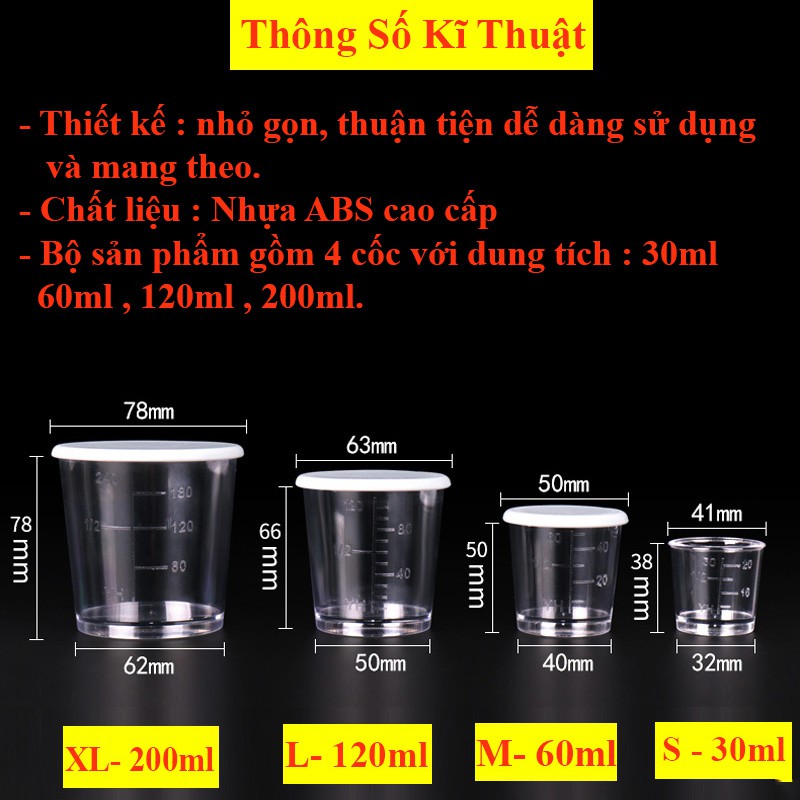 Bô 4 Cốc Pha Trộn Mồi Câu Cá Chuyên Dụng Cao Cấp HPK-10