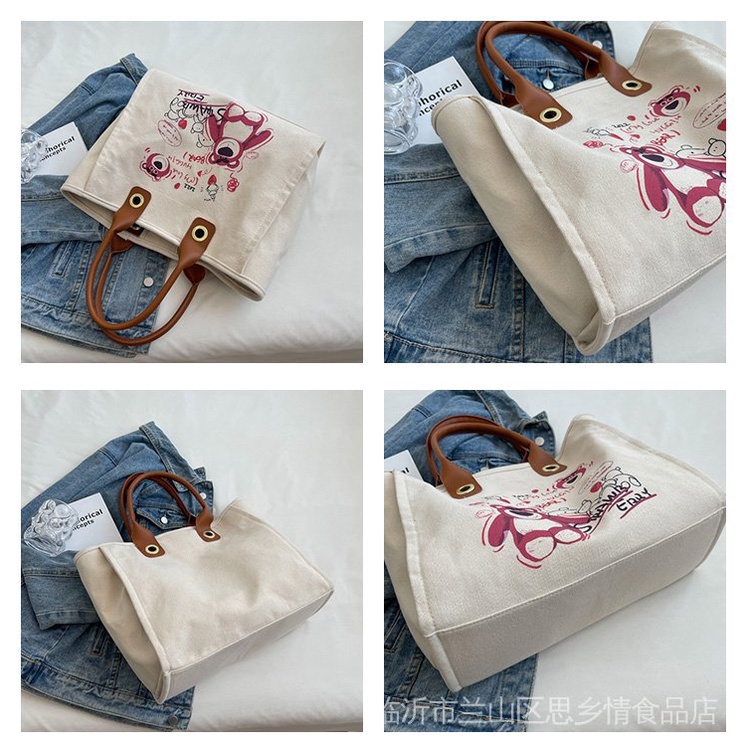 Túi Tote Vải Canvas Kích Thước Lớn Phong Cách Hàn Quốc Mới 2022