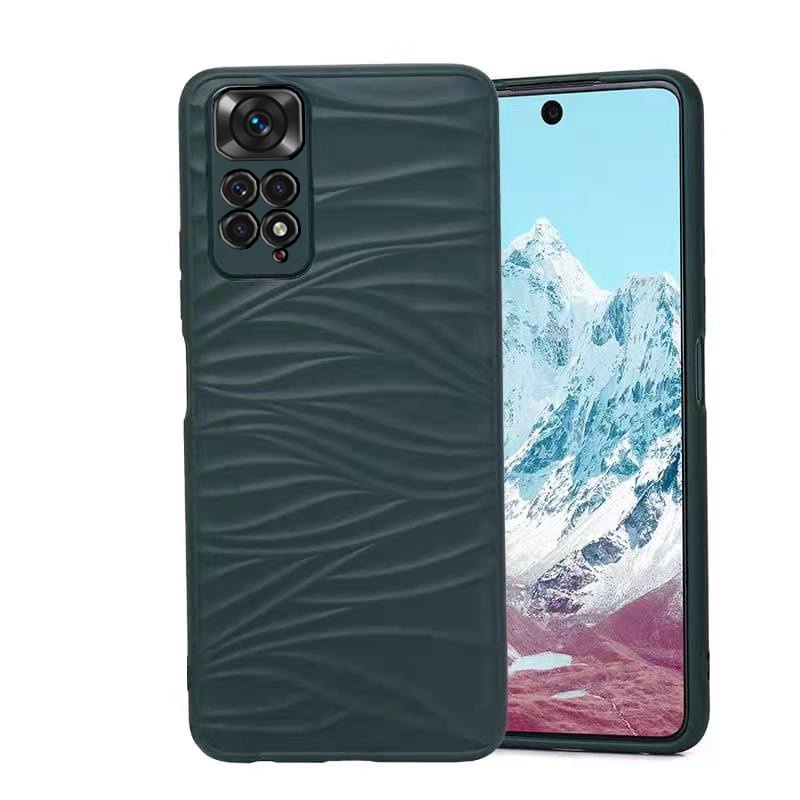 Ốp Điện Thoại Silicon Mềm Họa Tiết Kẻ Sọc Dập Nổi Màu Xanh/Xanh Lá/Đen Cho Xiaomi Redmi Note 11 / 4G 5G/Redmi Note 11S