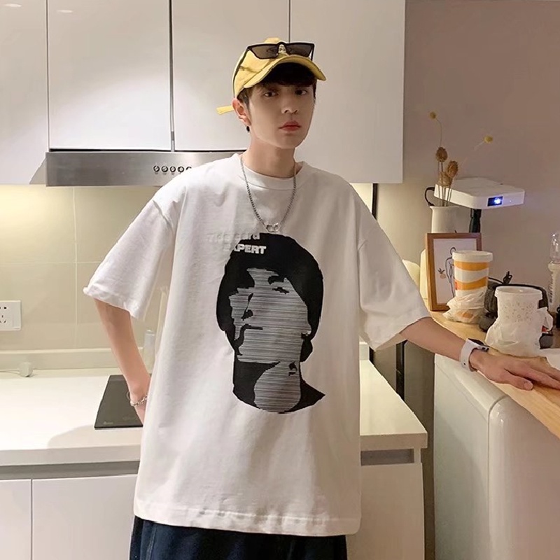 Áo Thun Tay Ngắn Dáng Rộng In Chữ Thời Trang Mùa Hè Phong Cách Hàn Quốc Cho Nam Giới Size M-5XL