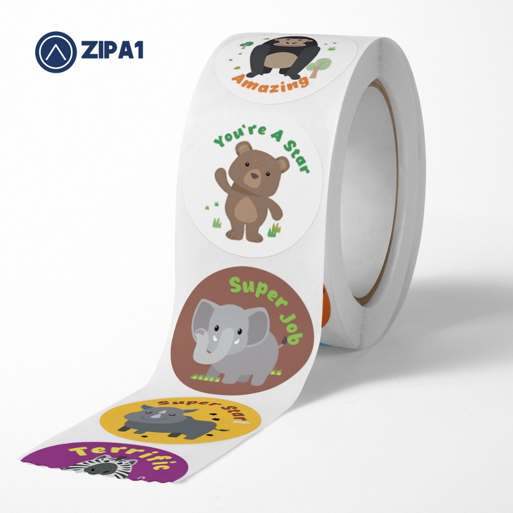 500 miếng dán sticker Năng lượng Tích cực - Hình con vật - 2.5x2.5cm / miếng - A7-115 - Zip A1