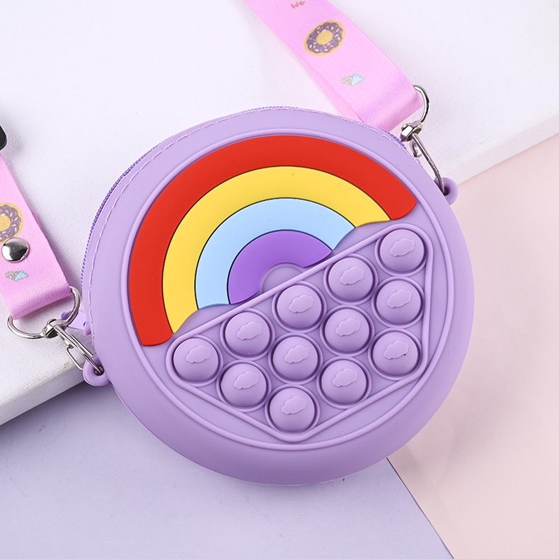 Túi Pop it dáng tròn có dây đeo thời trang giải trí cho bé nhiều màu sắc TX09