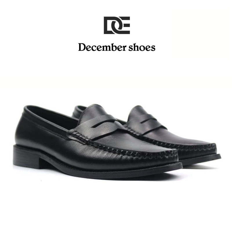 Giày Penny Loafer black da bò nhập khẩu cao cấp LF-001