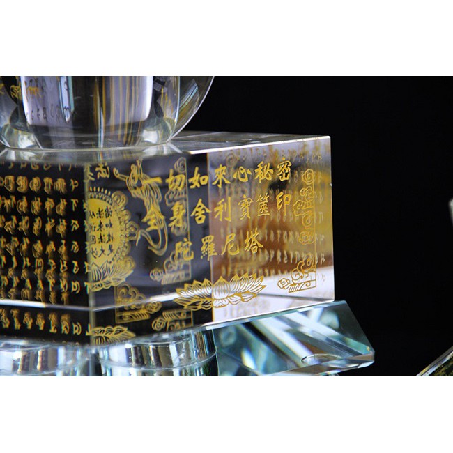 Tháp xá lợi Phật pha lê màu trắng 14cm