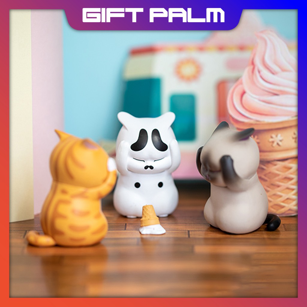 Mô hình mèo Gacha thất vọng dễ thương trang trí tiểu cảnh mini để bàn văn phòng đồ chơi trứng đáng yêu