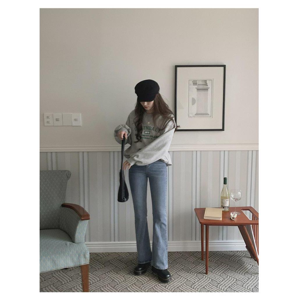 Áo nữ Peppermint 55186 tay dài cổ tròn in chữ cá tính thời trang retro kiểu Mỹ