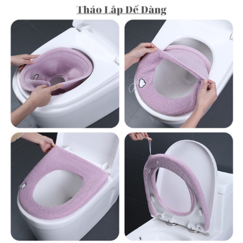 Thảm Lót Bệ Ngồi Toilet Chống Lạnh Giá Ấm Áp Mùa Đông Chất Liệu Nhung Cao Cấp