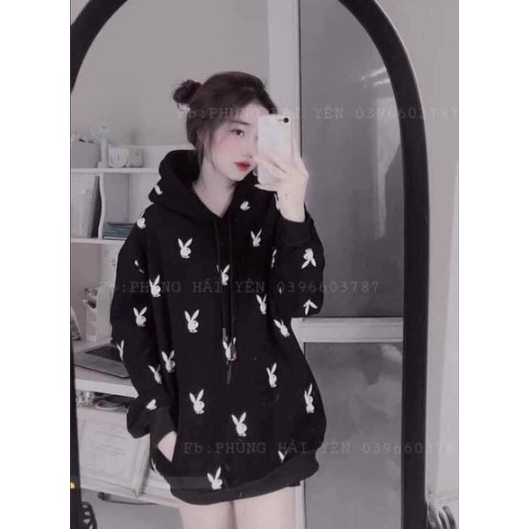 Áo Nỉ Mũ Hoodie Mũ 2 lớp Phay Boy In Hình Thỏ Chất Vải Nỉ Cotton Dày Cao Cấp Mũ 2 Lớp Bo Gấu Bo Tay Hd Shop - Mã Phayboy