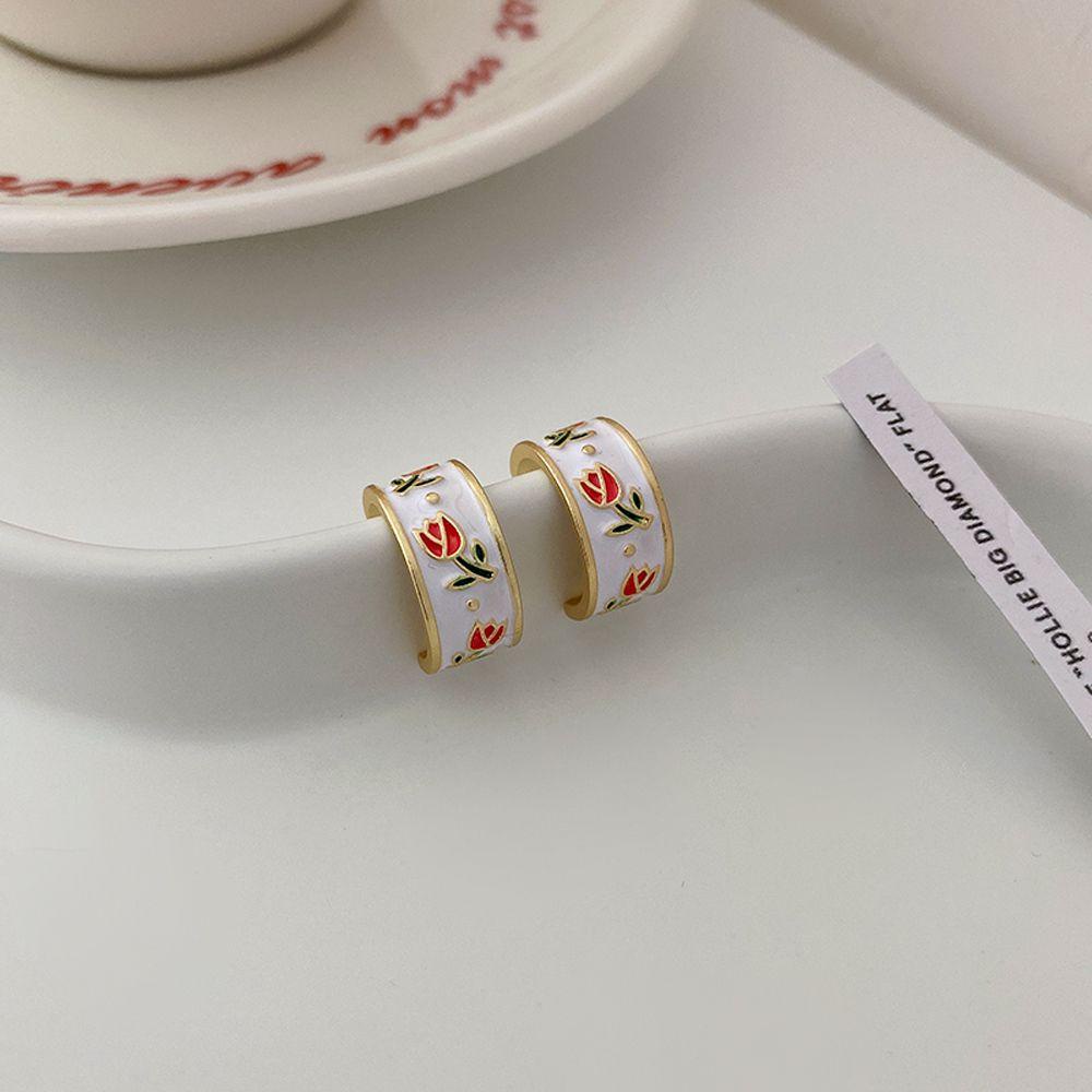 EXPEN Khuyên Tai Hoa Tulip Đính Đá Thời Trang Cho Nữ