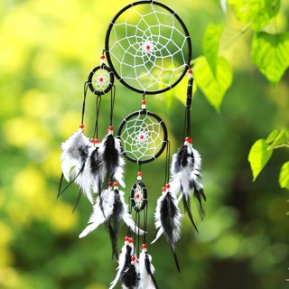 Dreamcatcher Đen Trắng ( Vòng to = 13cm , Chiều dài = 50cm )