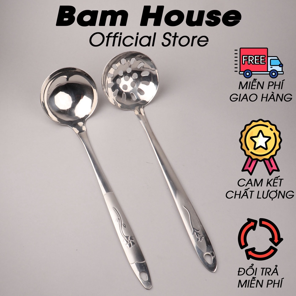 Set Vá đặc, Vá lỗ inox Bam House cán hoa loại trung cao cấp siêu bền SCHT20 - Gia dụng bếp