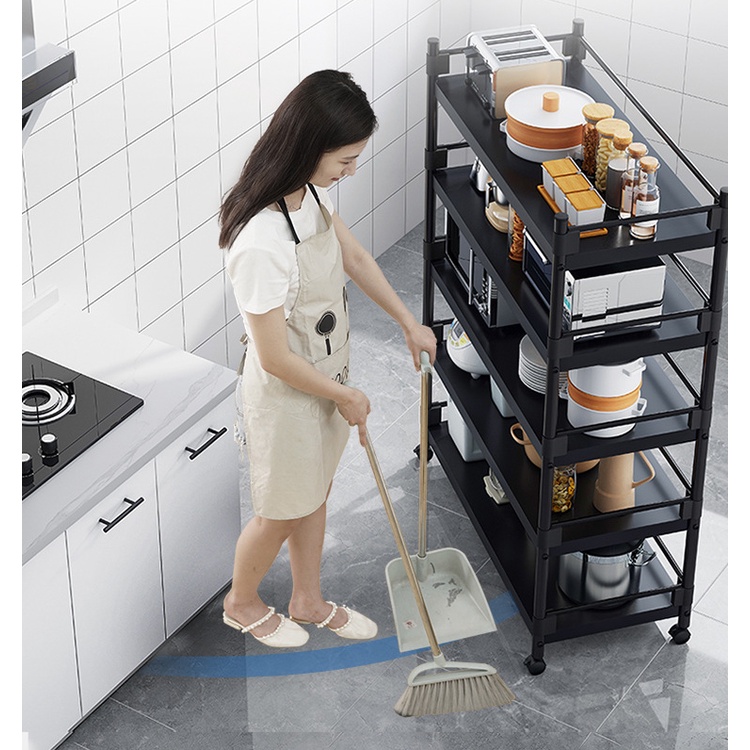 Kệ bếp để đồ gia dụng đa chức năng, kệ lò vi sóng nhiều tầng có bánh xe di chuyển tiện lợi, khung thép chắc chắn bền bỉ
