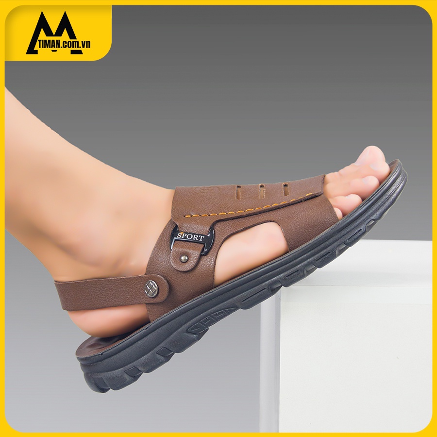 Sandal nam kiểu giày quai hậu mang đi học chất liệu da bảo hành 1 năm DK67 TIMAN