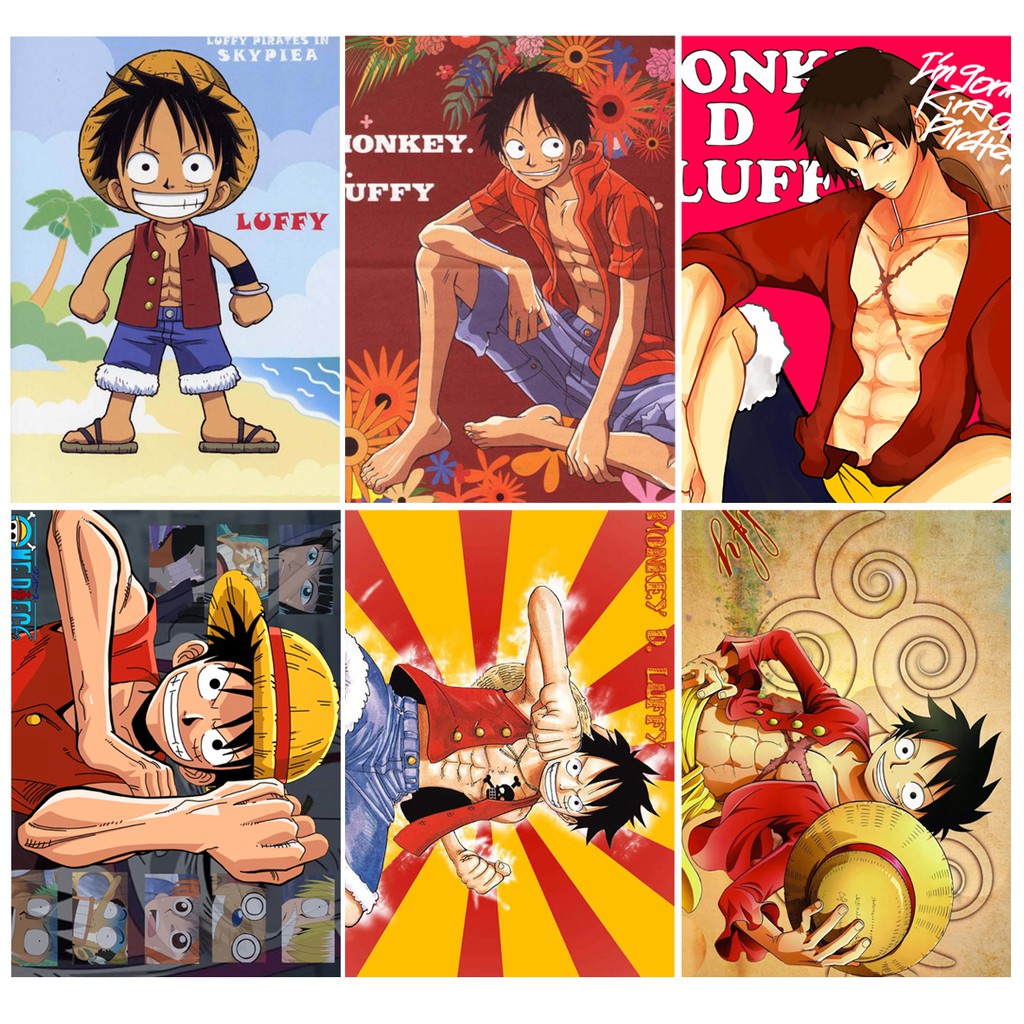 Poster / Tranh dán tường anime One Piece Nhân vật LUFFY (combo 1 set 4 tấm poster - 40k)