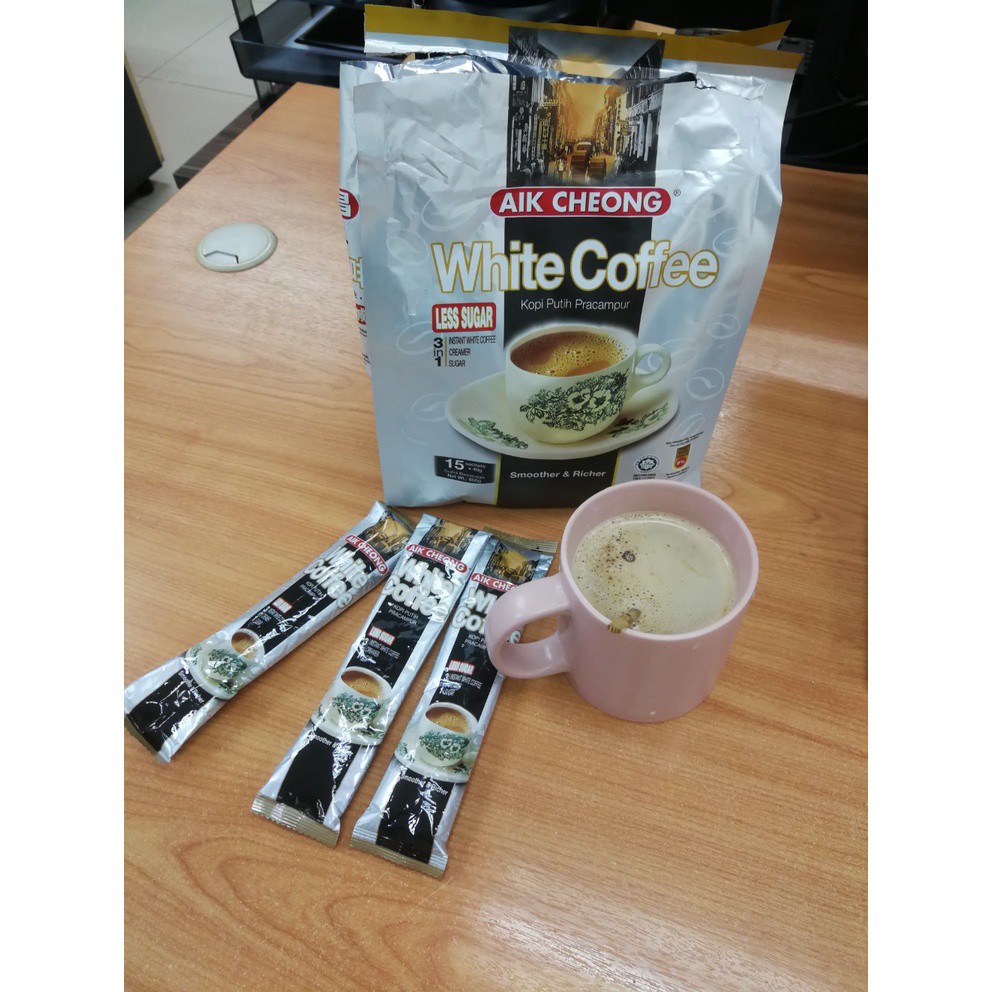 Cà phê trắng Malaysia Aik Cheong Ít đường White Coffee 15 Gói x 40Gam